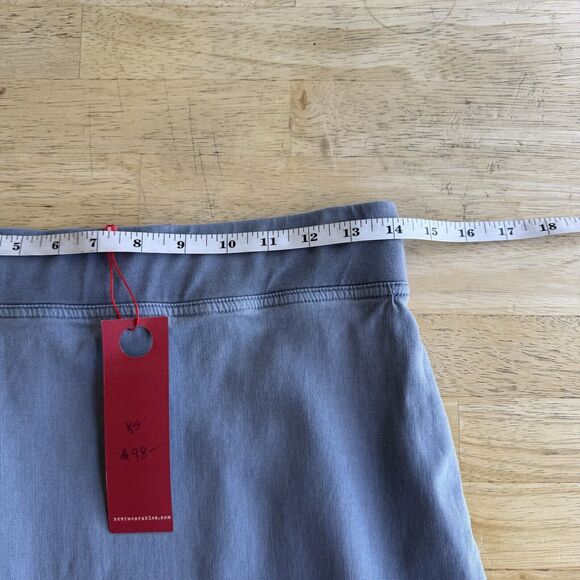XCVI Wearables Harlowe High Cut Side Frayed Hem Midi Skirt Blue Gray Pull On XS - Picture 6 of 12